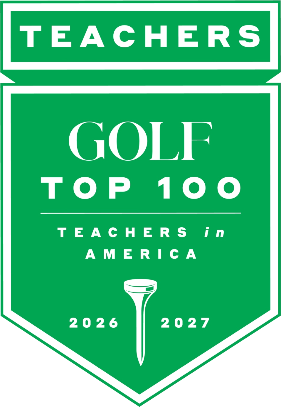 GOLF Magazine Top 100 Teachers in America 2026-2027 badge